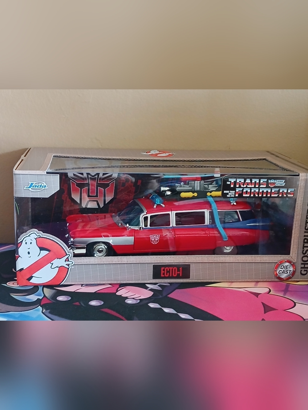 Ecto-1 Red Ghostbusters Transformers Large 1:24 Di-cast Display New
